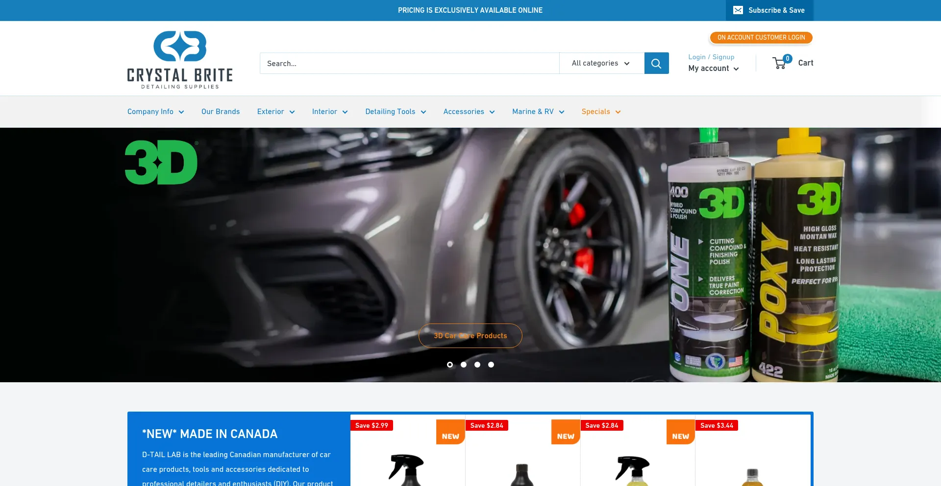 Website screenshot of Crystalbrite.ca