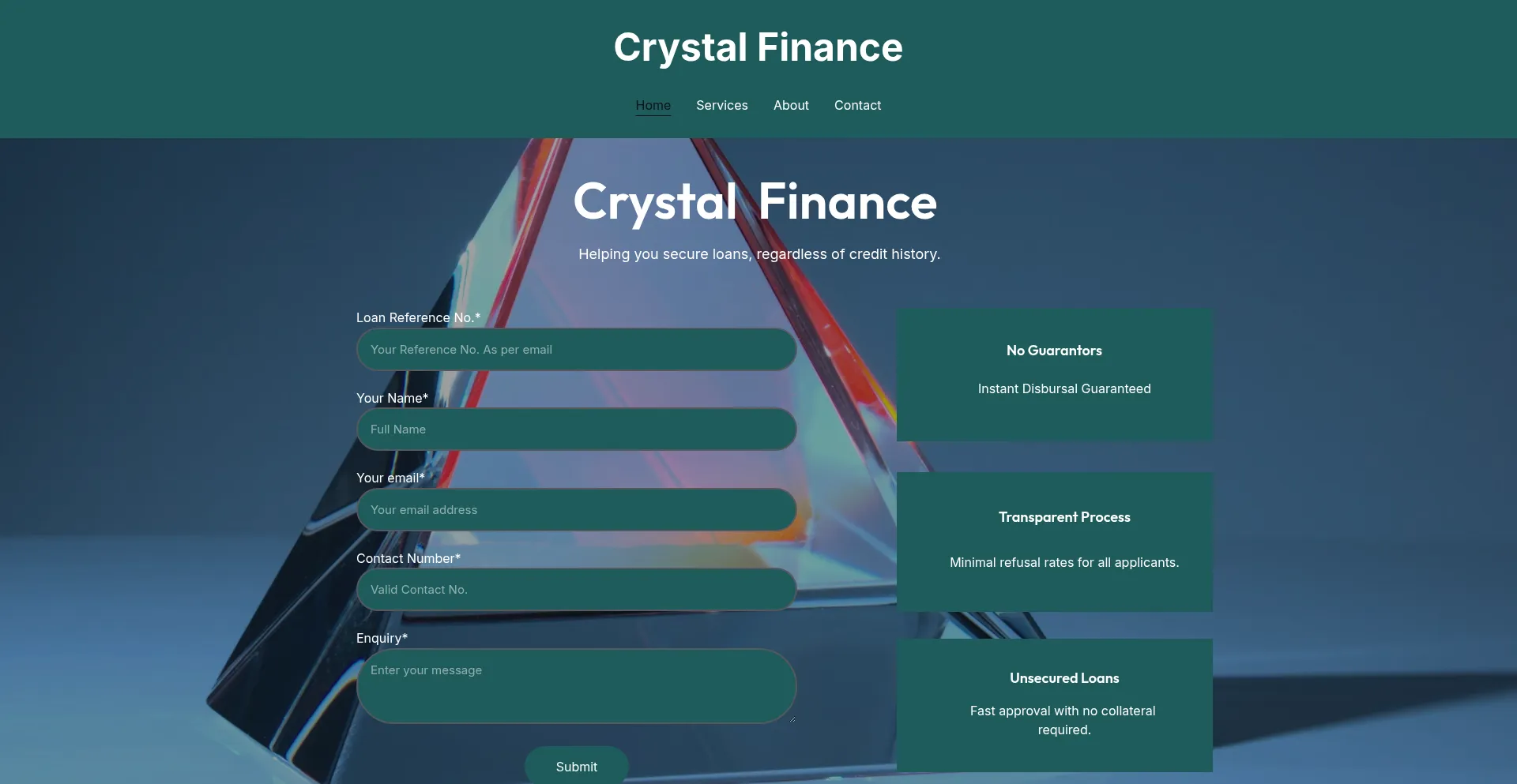 Website screenshot of Crystalfinanceuk.online