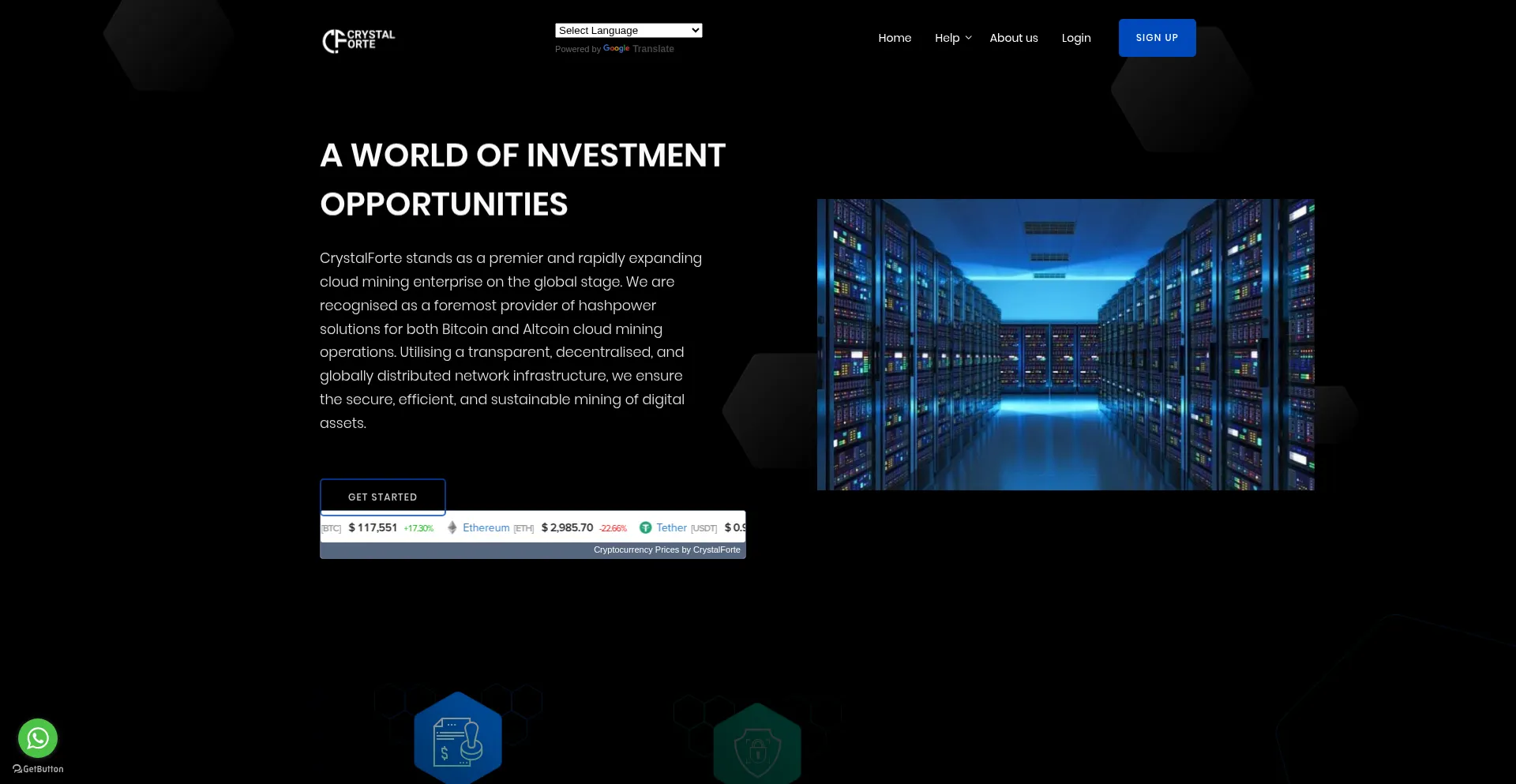 Website screenshot of Crystalforte.com