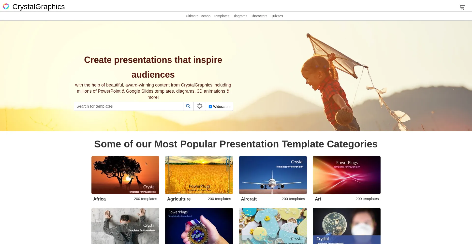 Website screenshot of Crystalgraphics.com