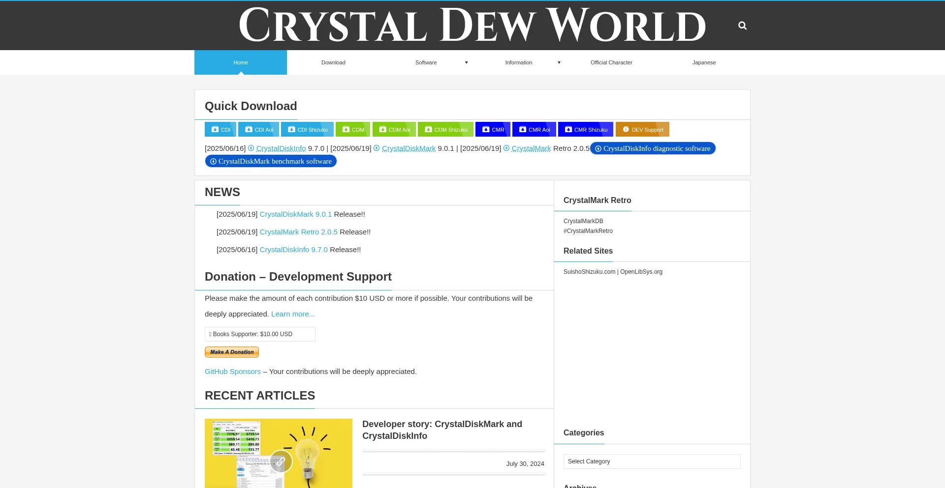 Website screenshot of Crystalmark.info