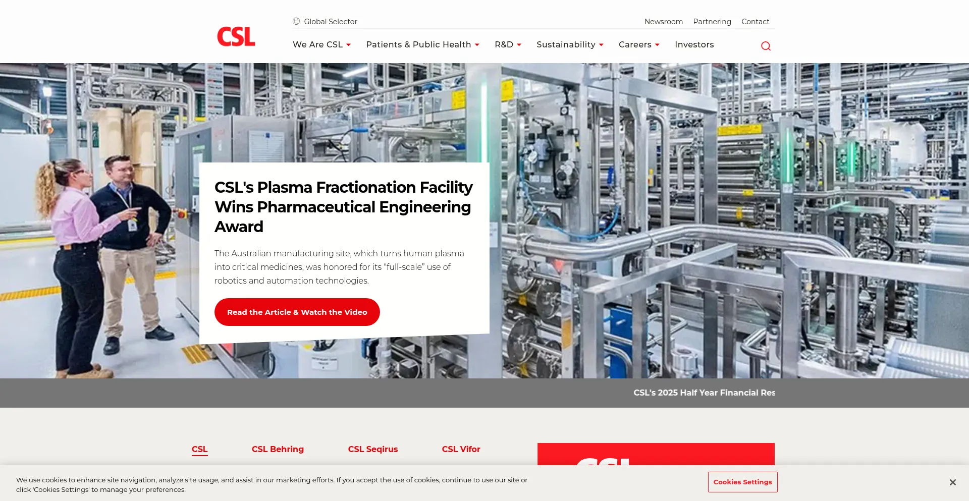 Website screenshot of Csl.com
