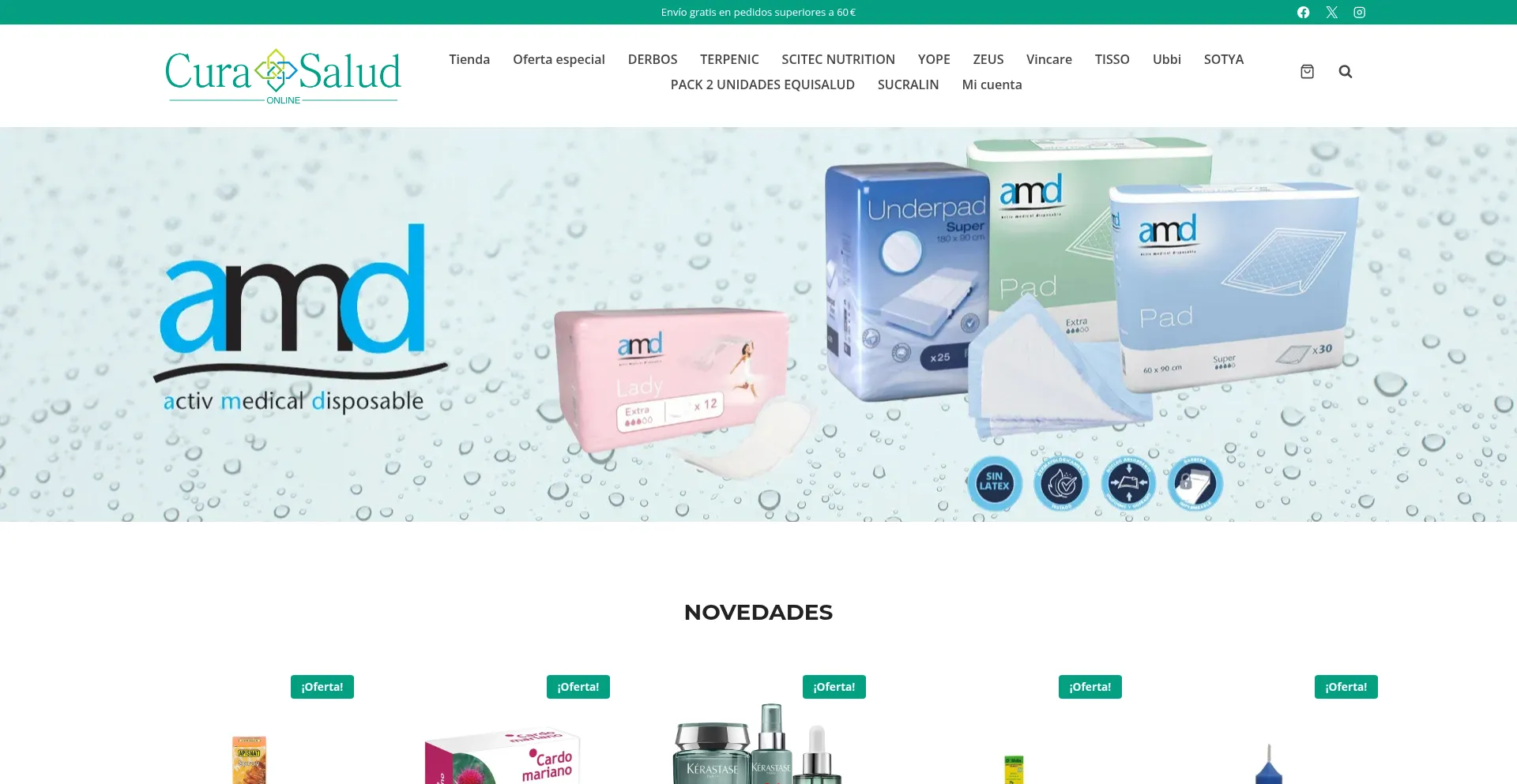 Website screenshot of Curasaludonline.com