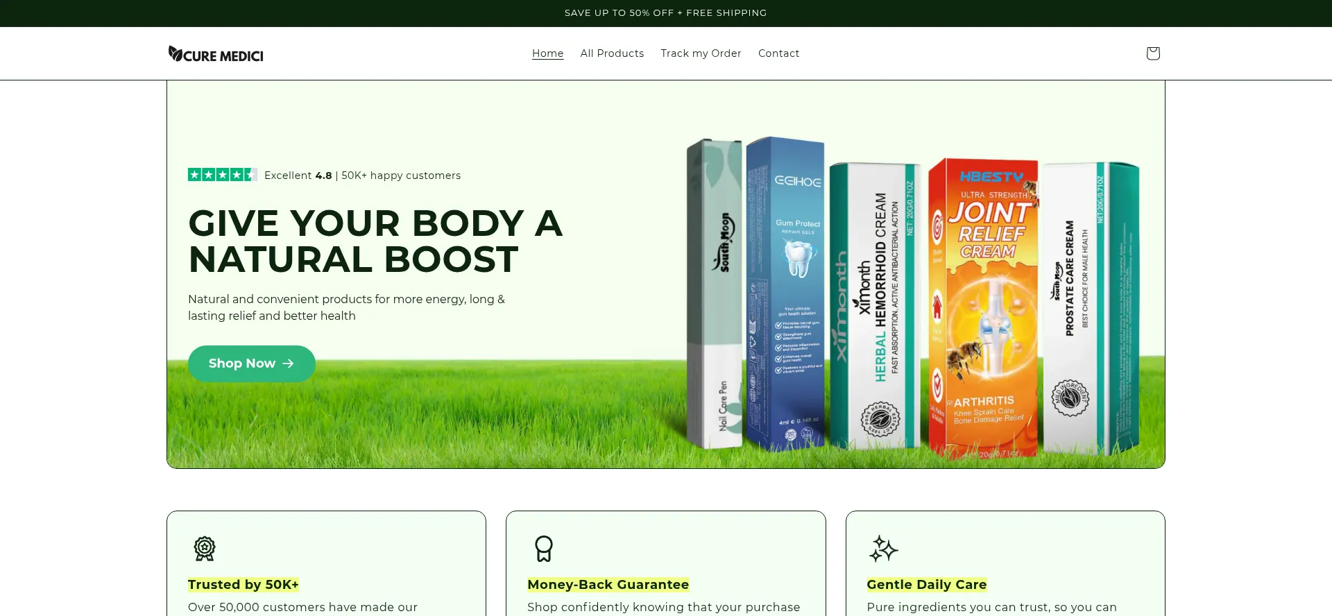 Website screenshot of Curemedici.com