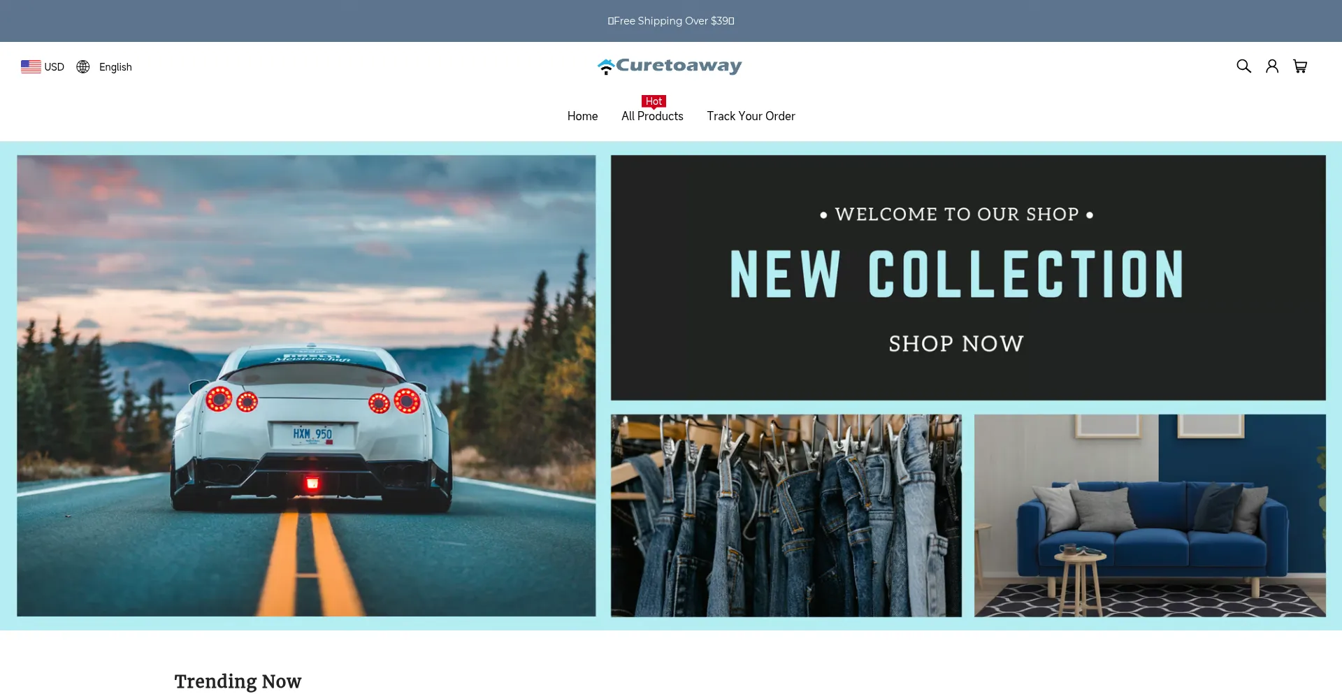 Website screenshot of Curetoaway.com