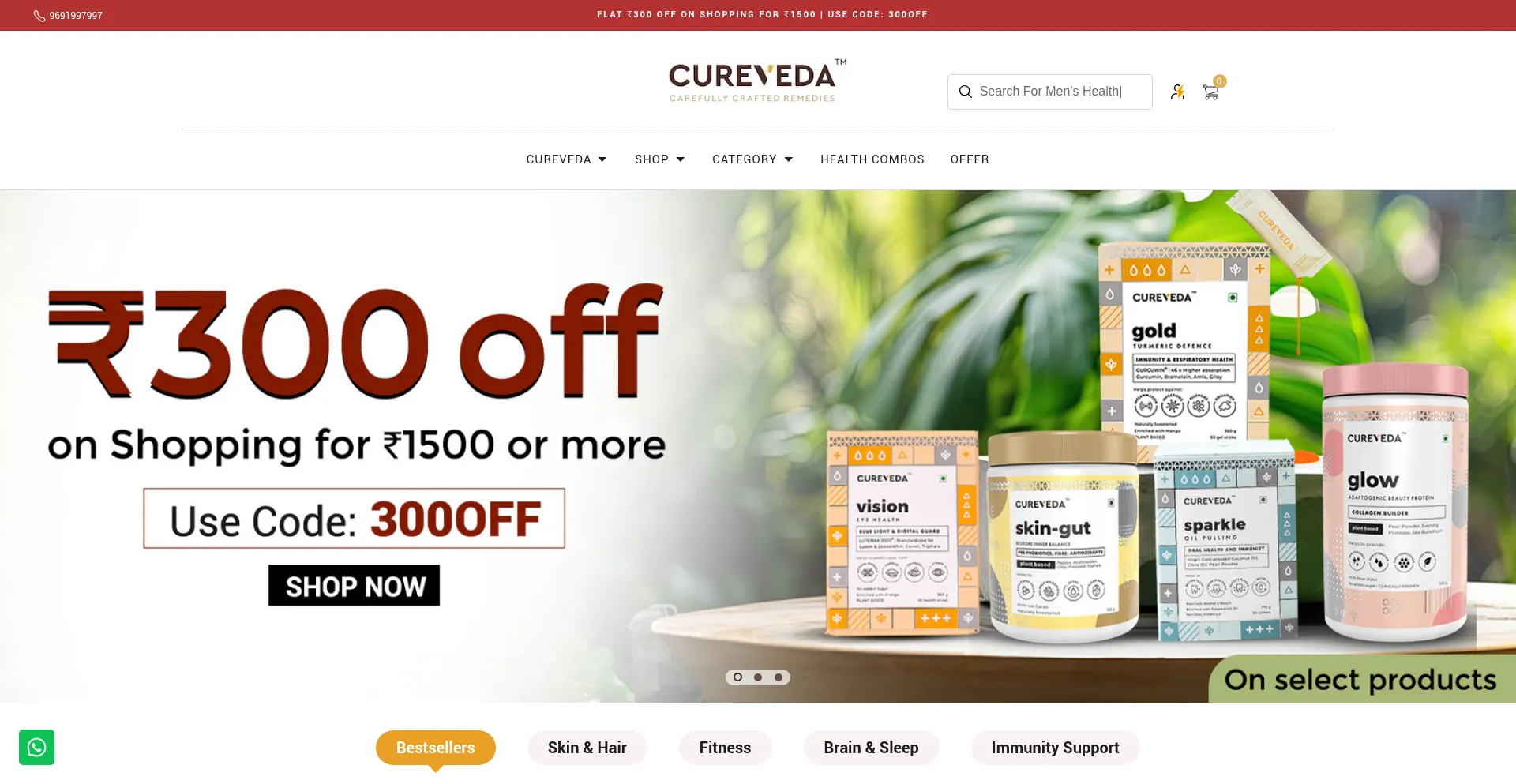 Website screenshot of Cureveda.com
