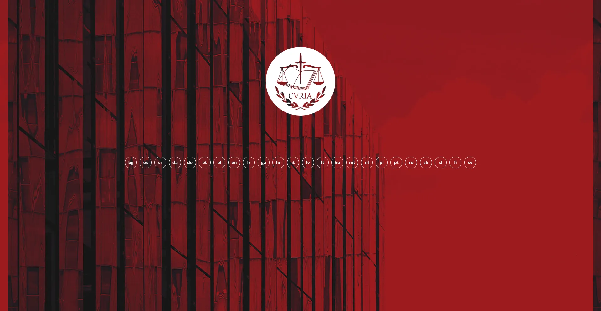 Website screenshot of Curia.europa.eu