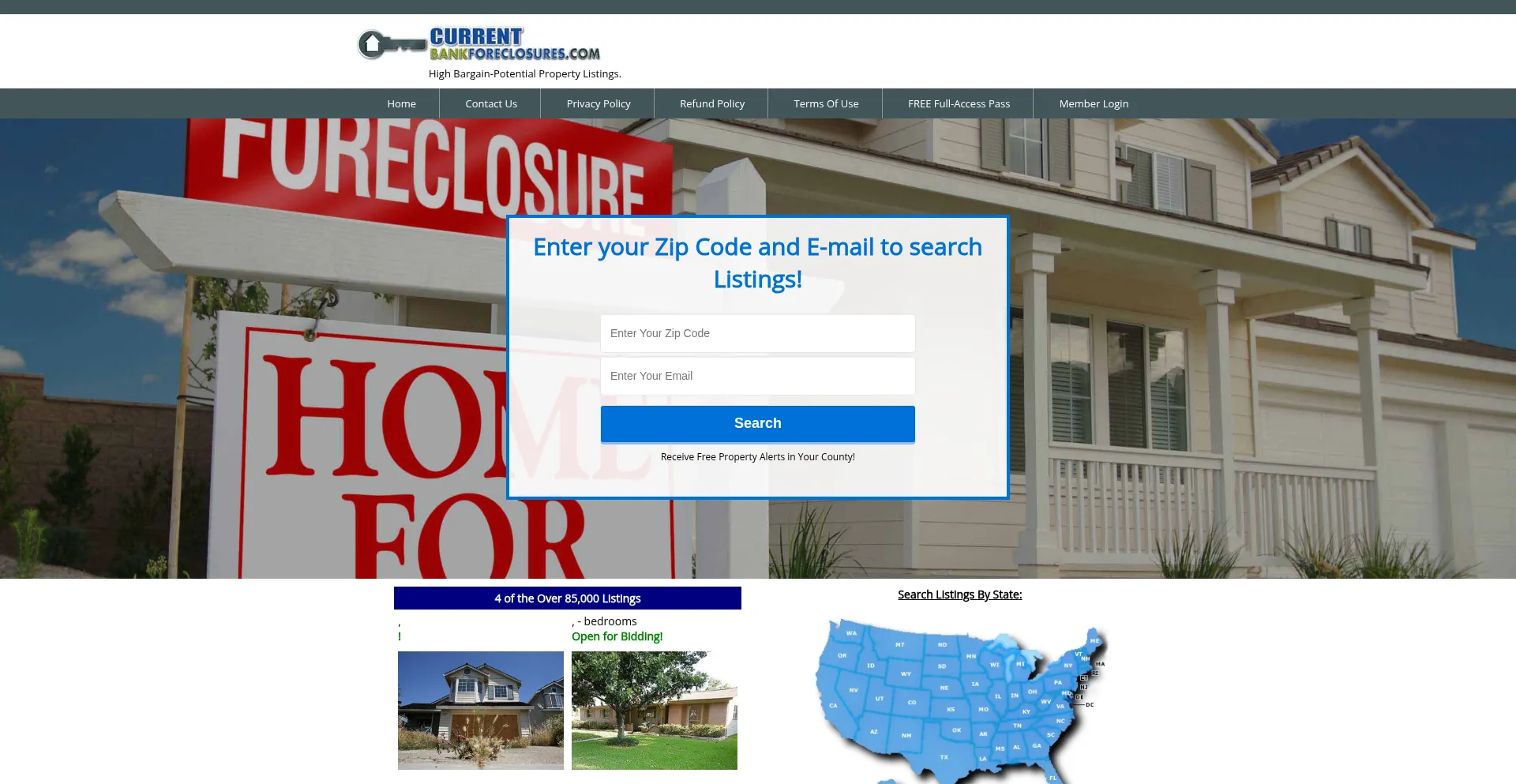Currentbankforeclosures.com Screenshot