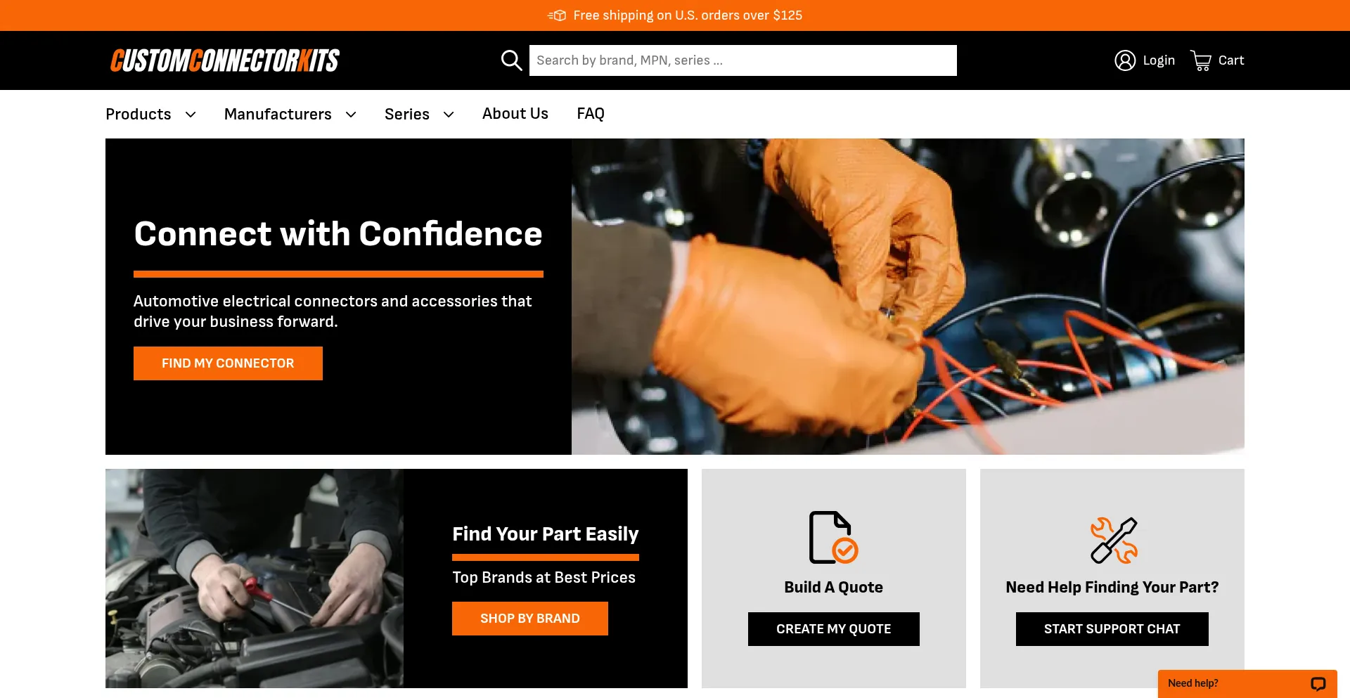 Website screenshot of Customconnectorkits.com