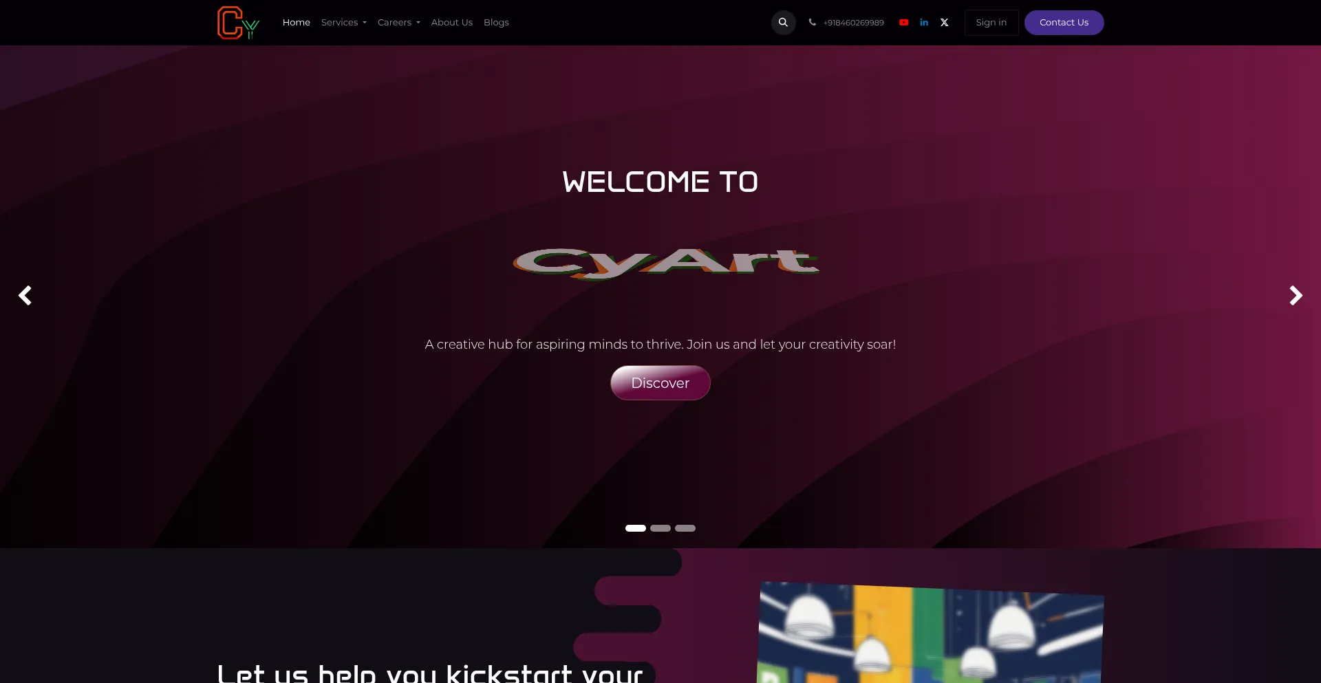 Website screenshot of Cyart.io
