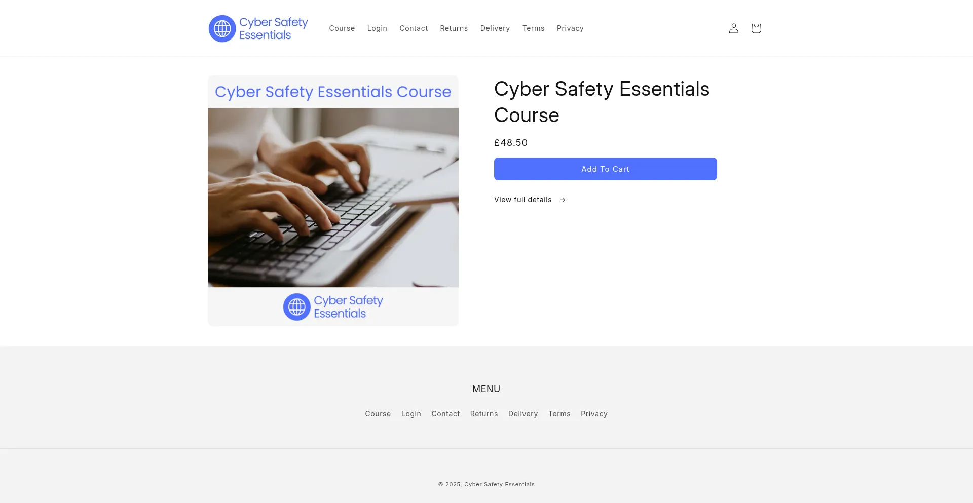 Website screenshot of Cybersafetyessentials.com