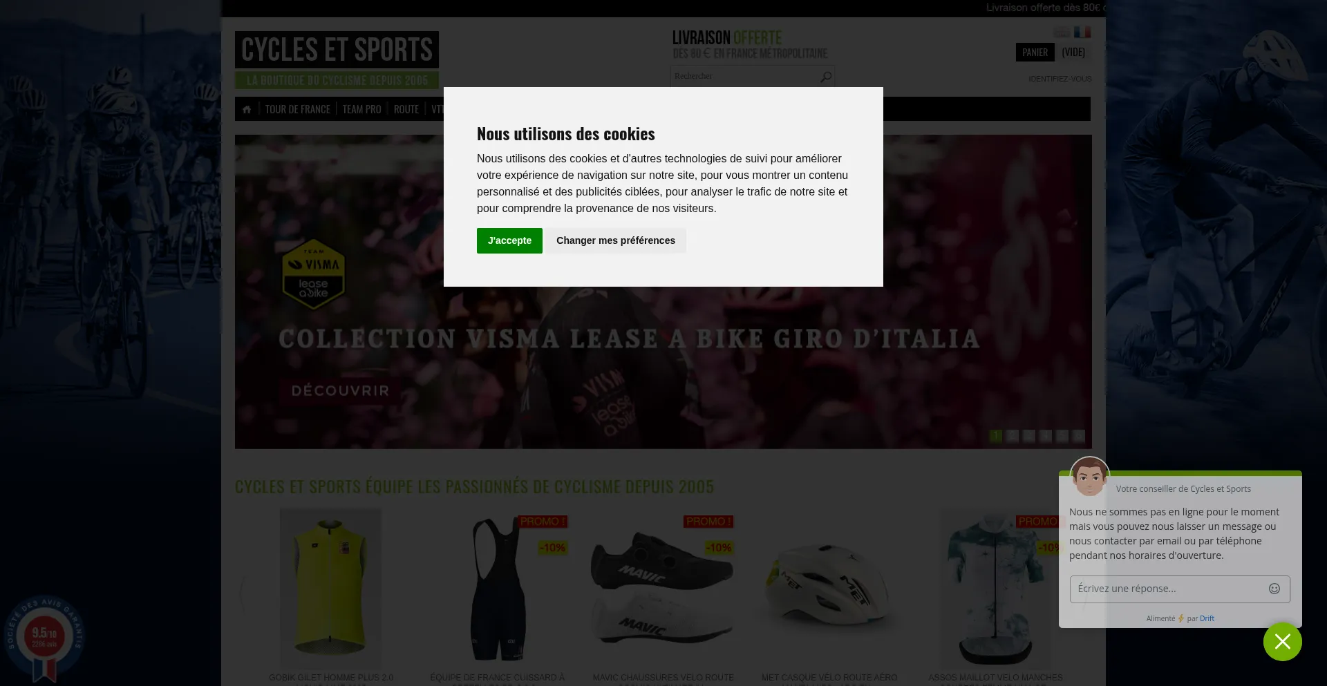 Website screenshot of Cyclesetsports.com