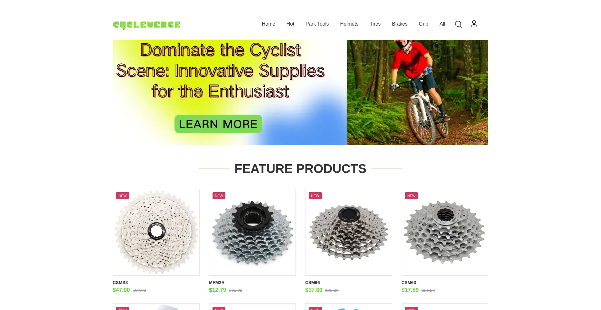 Website screenshot of Cycleverge.com