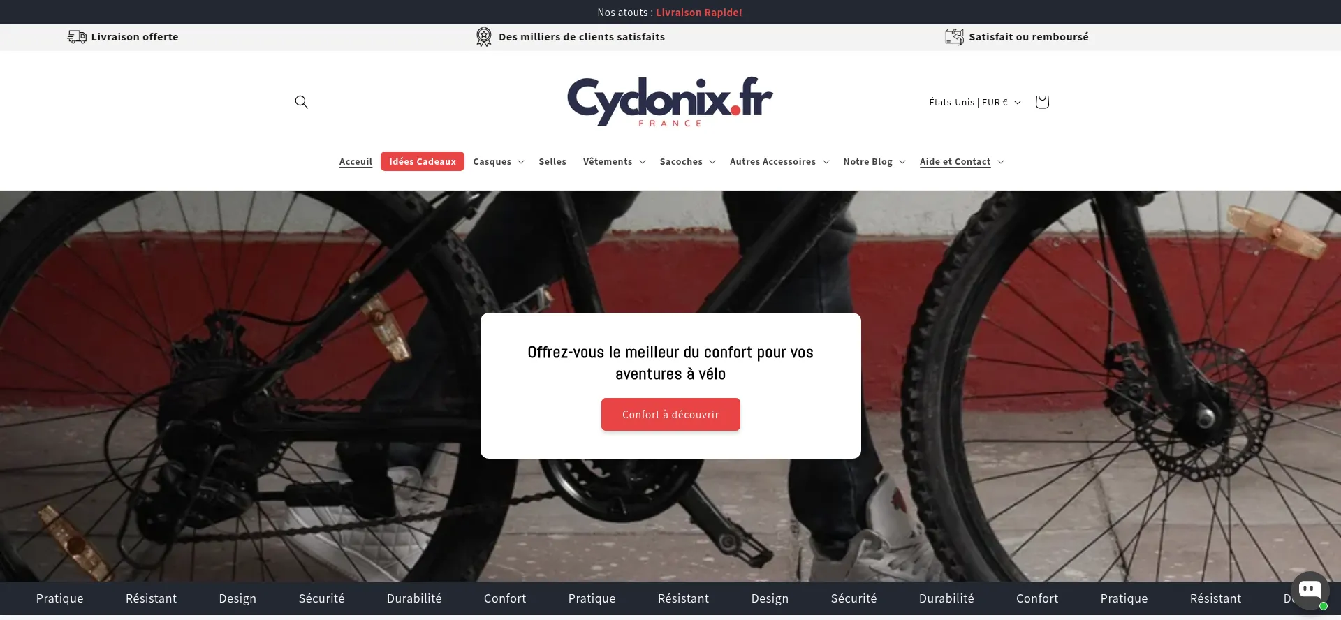 Website screenshot of Cyclonix.fr