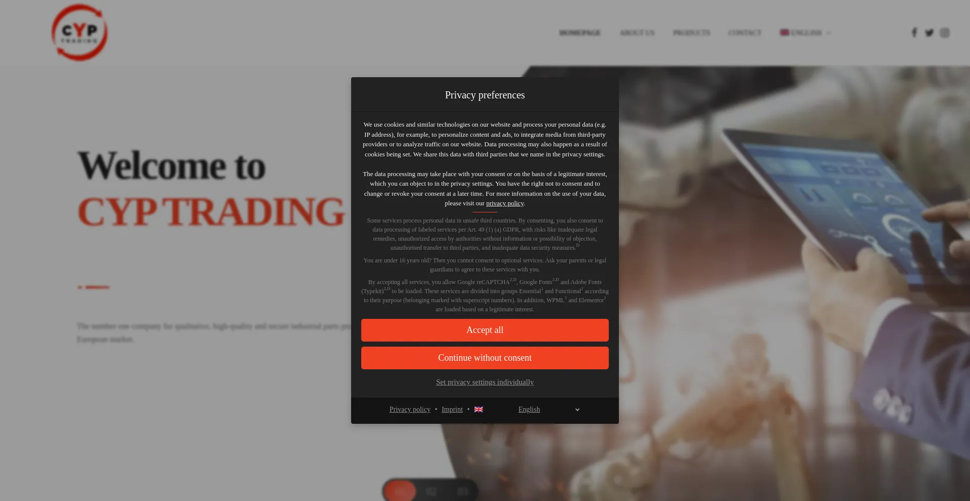 Website screenshot of Cyp-trading.com