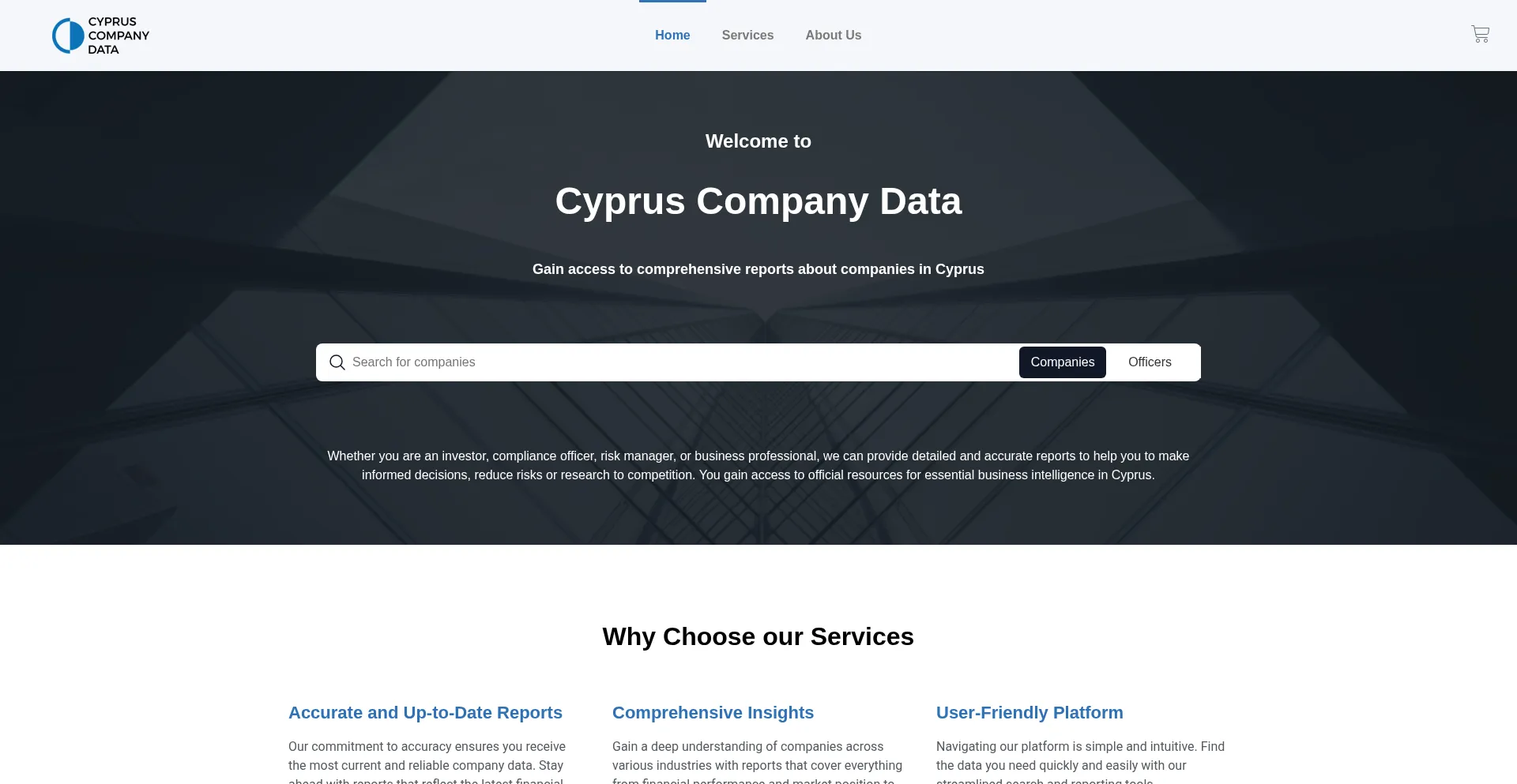 Website screenshot of Cypruscompanydata.com