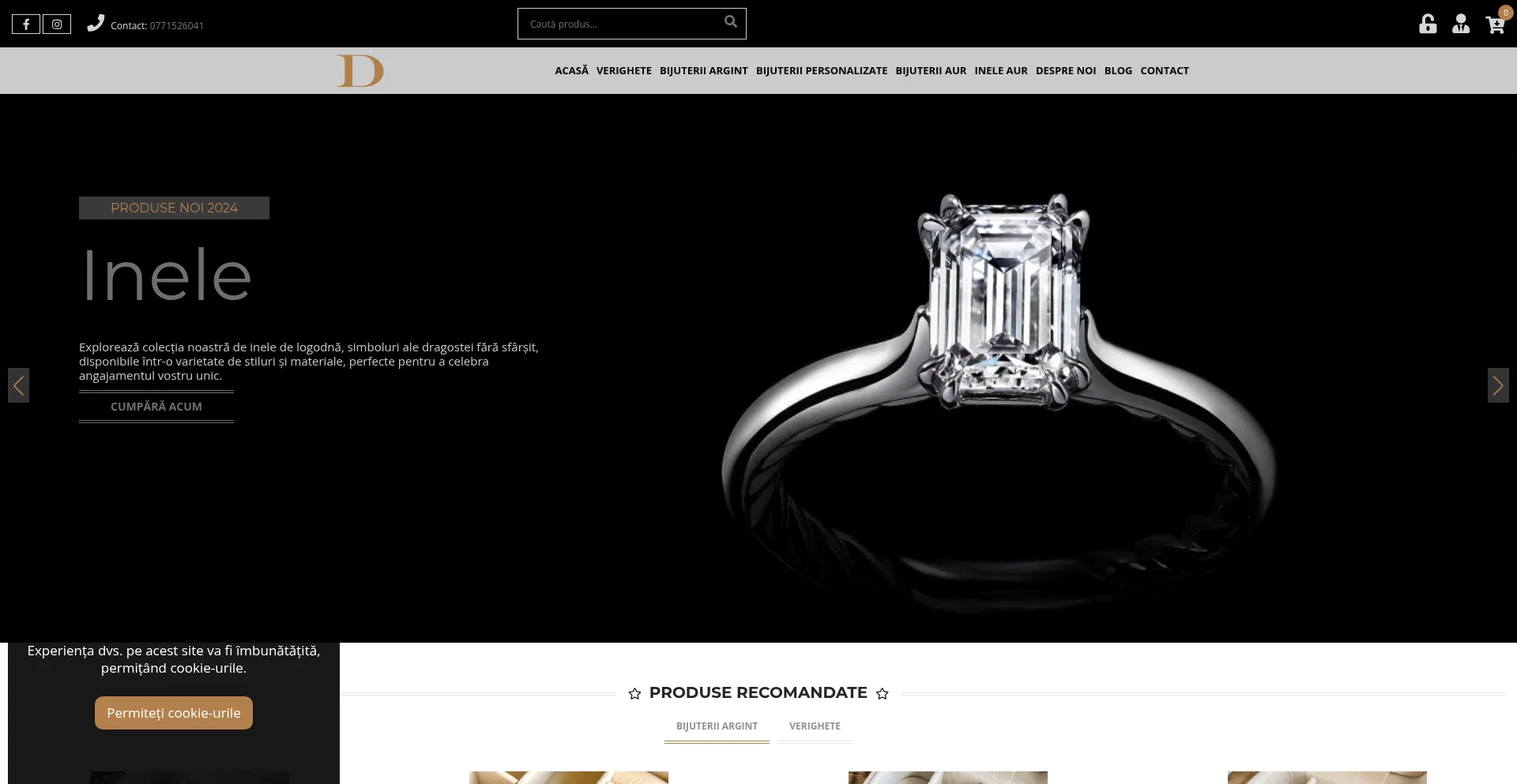 Website screenshot of D-bijuterii.ro