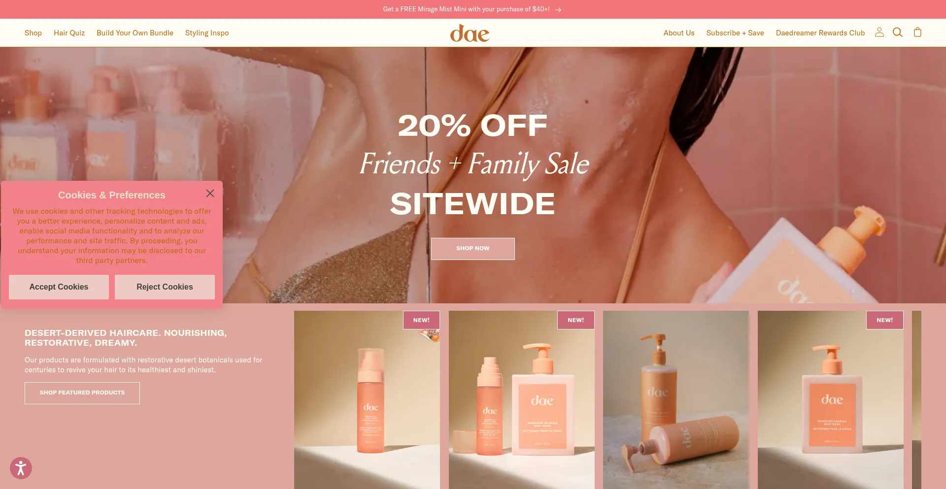 Website screenshot of Daehair.com