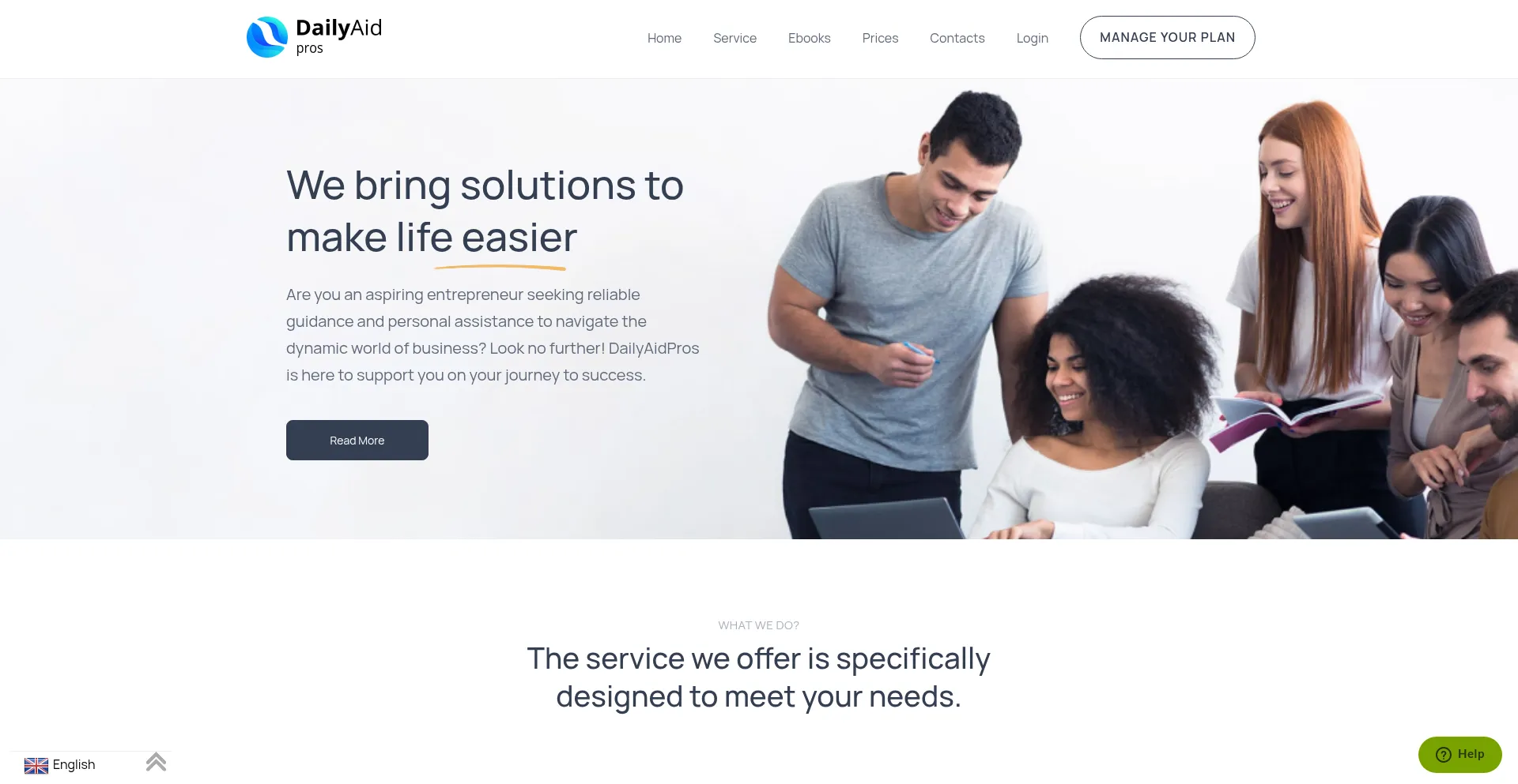 Website screenshot of Dailyaidpros.com