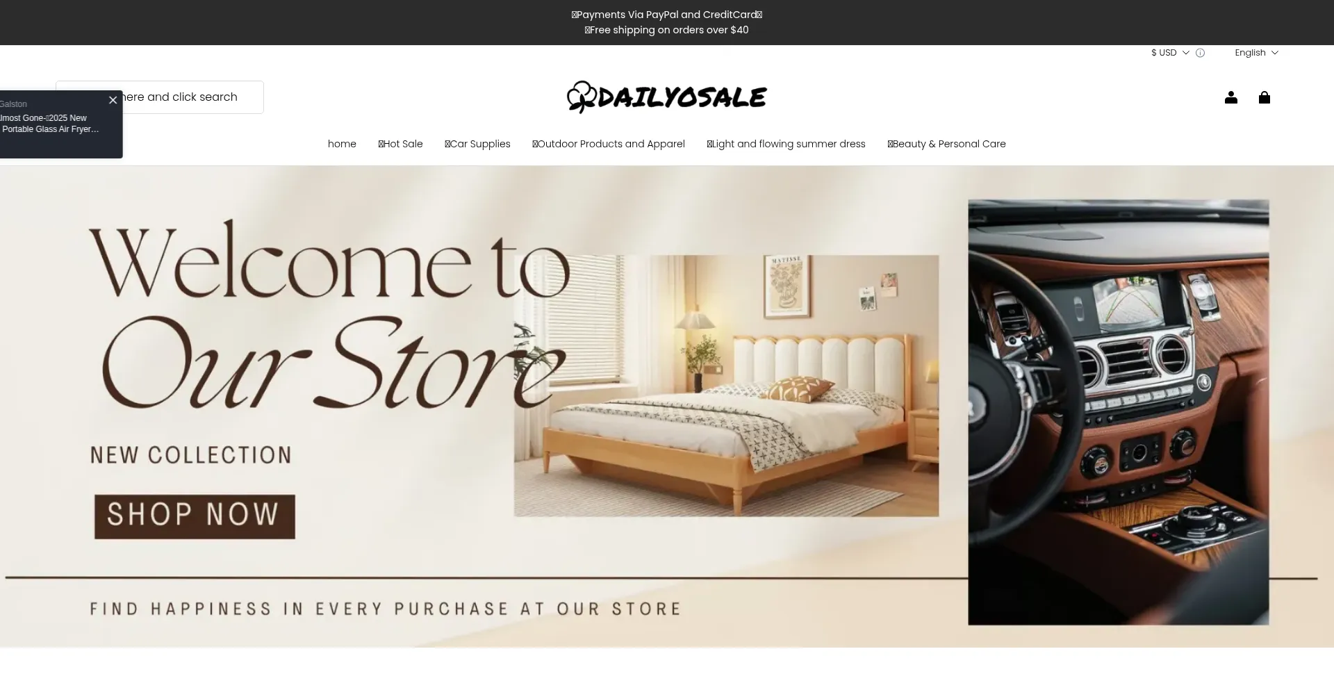 Website screenshot of Dailyosale.shop