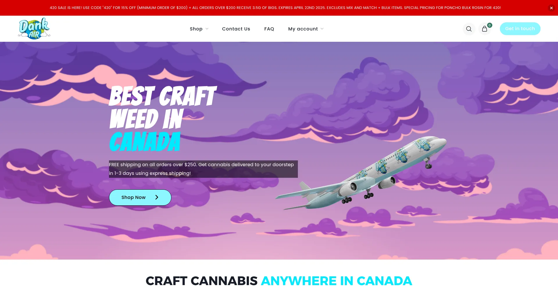 Website screenshot of Dankair.co