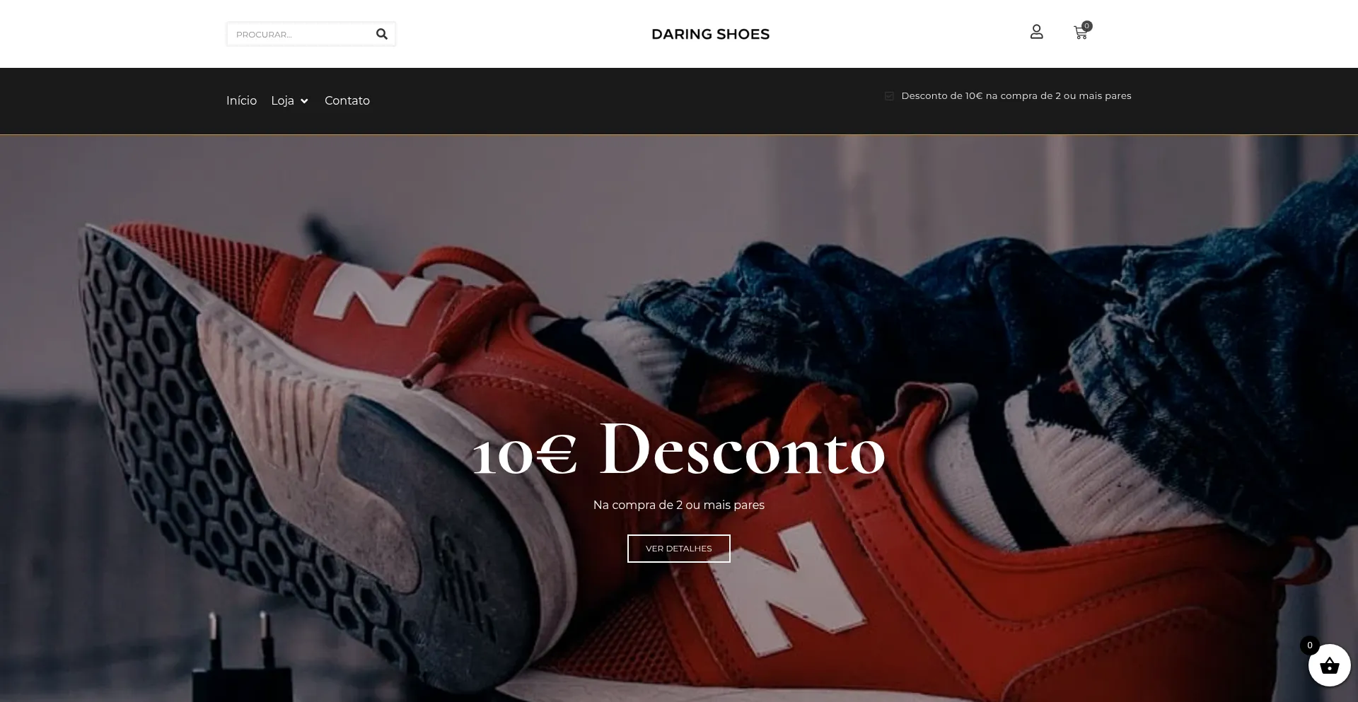 Website screenshot of Daringshoes.com