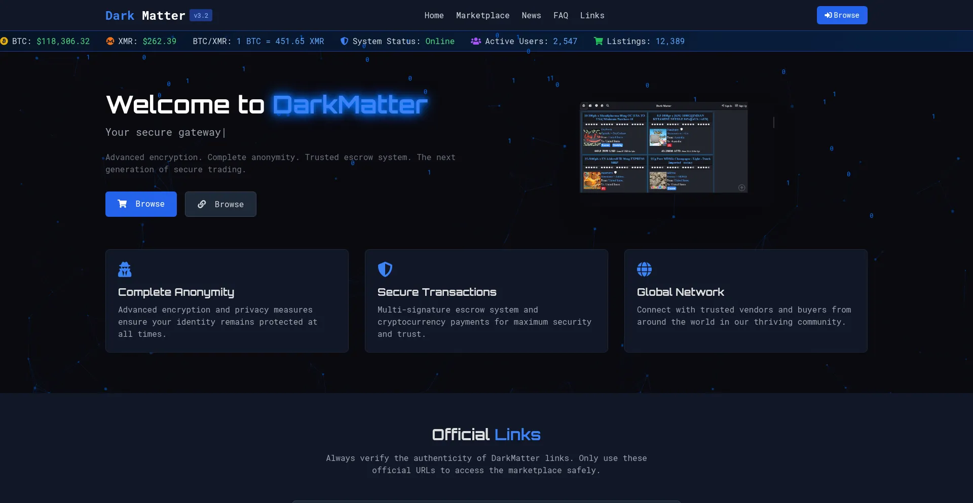 Dark-matter-market.io 安全可靠吗？