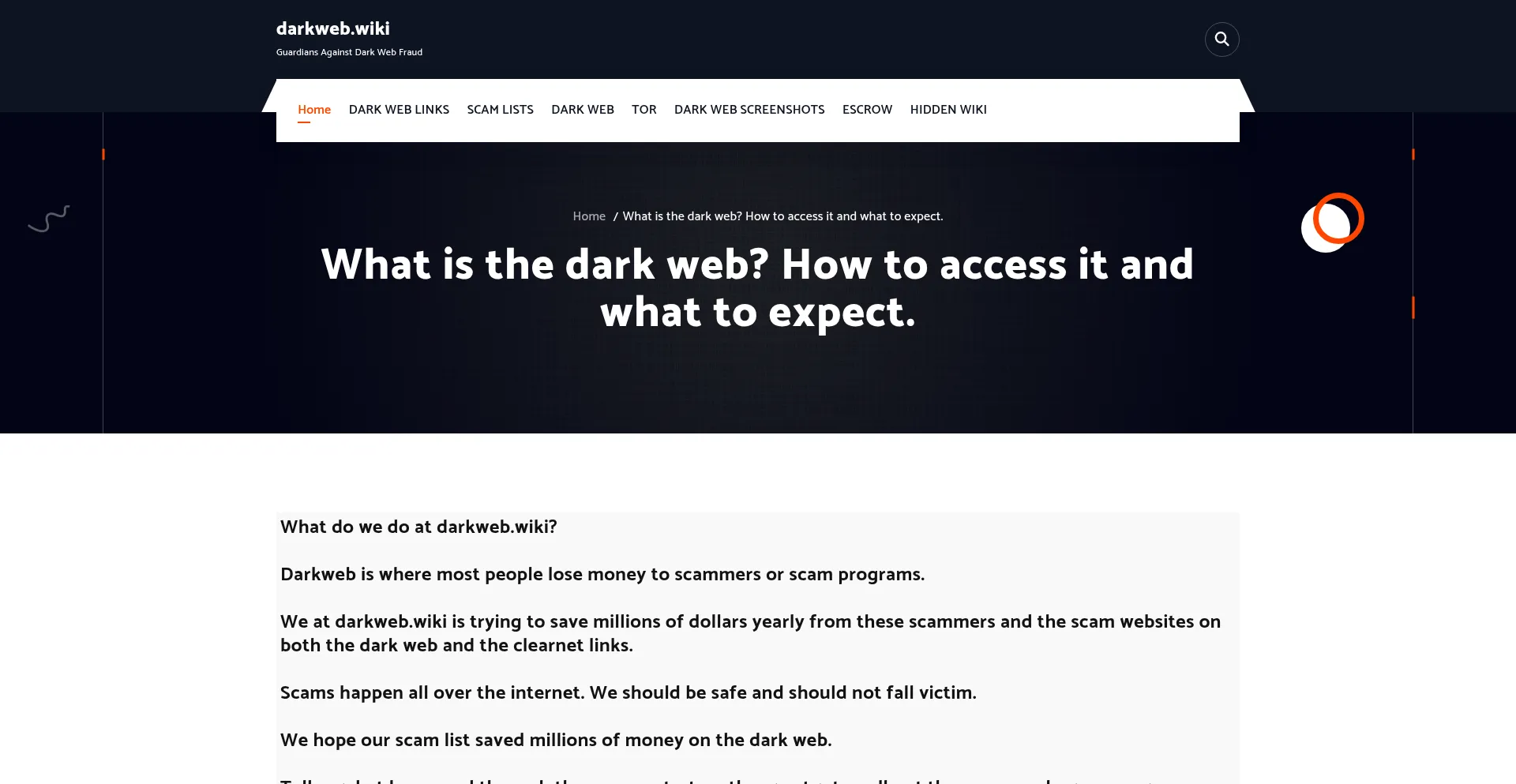 Website screenshot of Darkweb.wiki