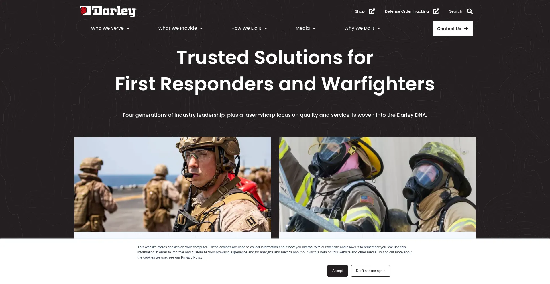Website screenshot of Darley.com