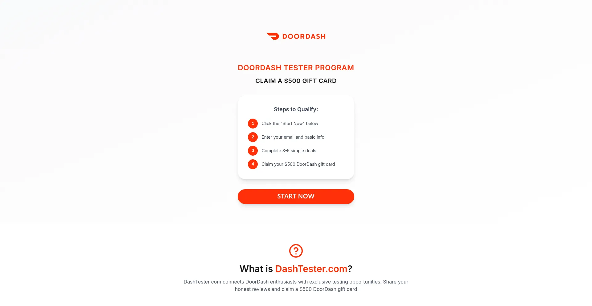 Website screenshot of Dashtester.com