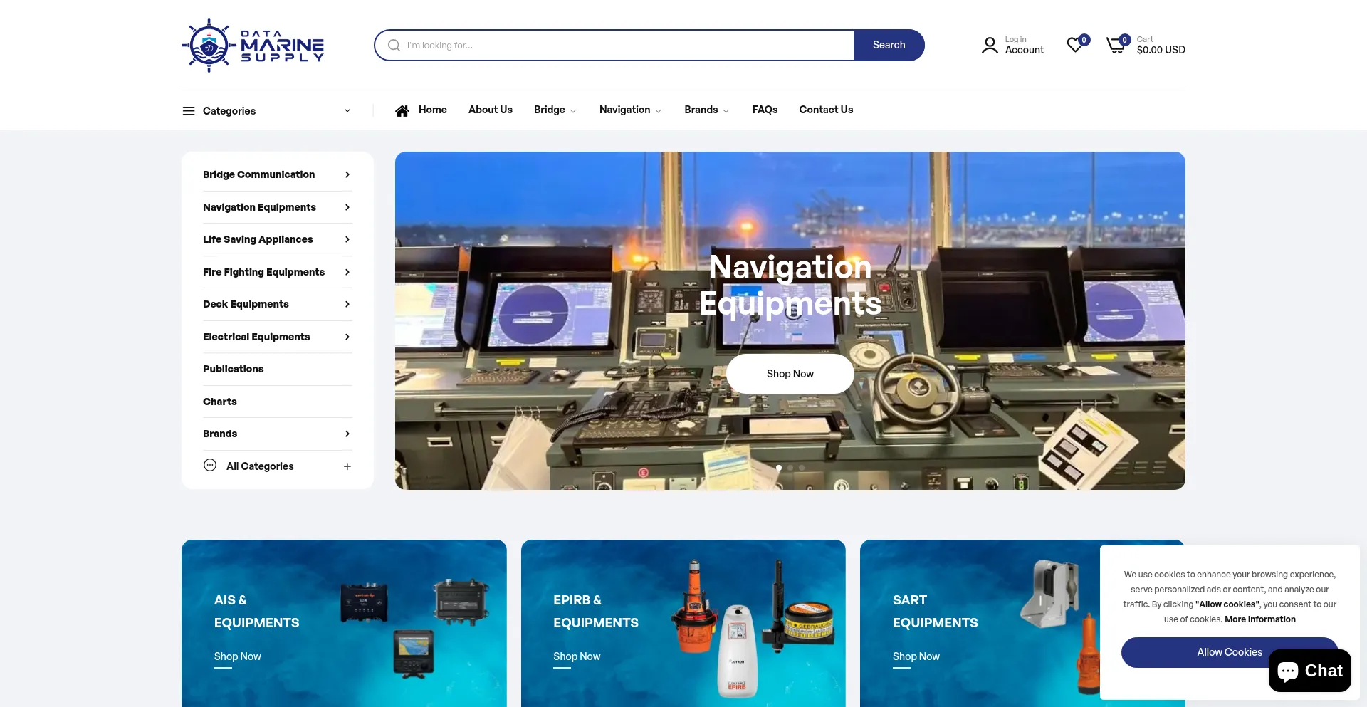Website screenshot of Datamarinesupply.com