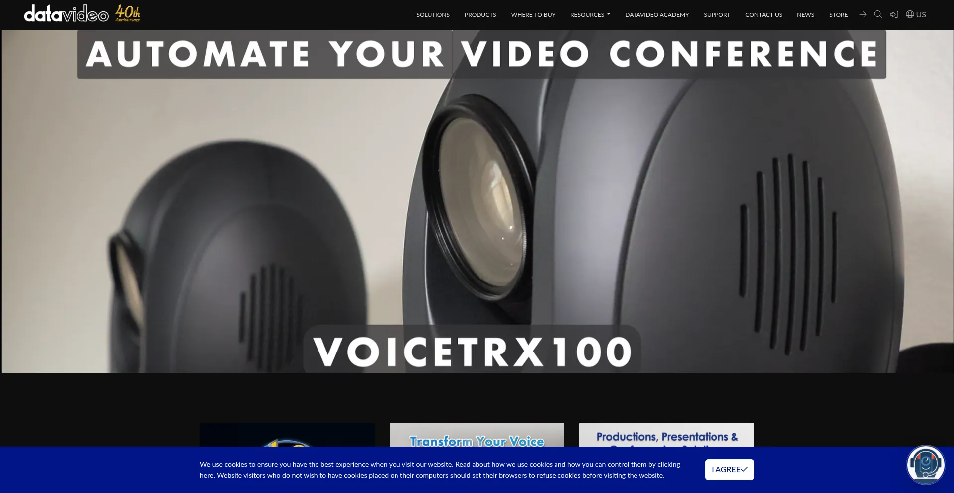 Website screenshot of Datavideo.com