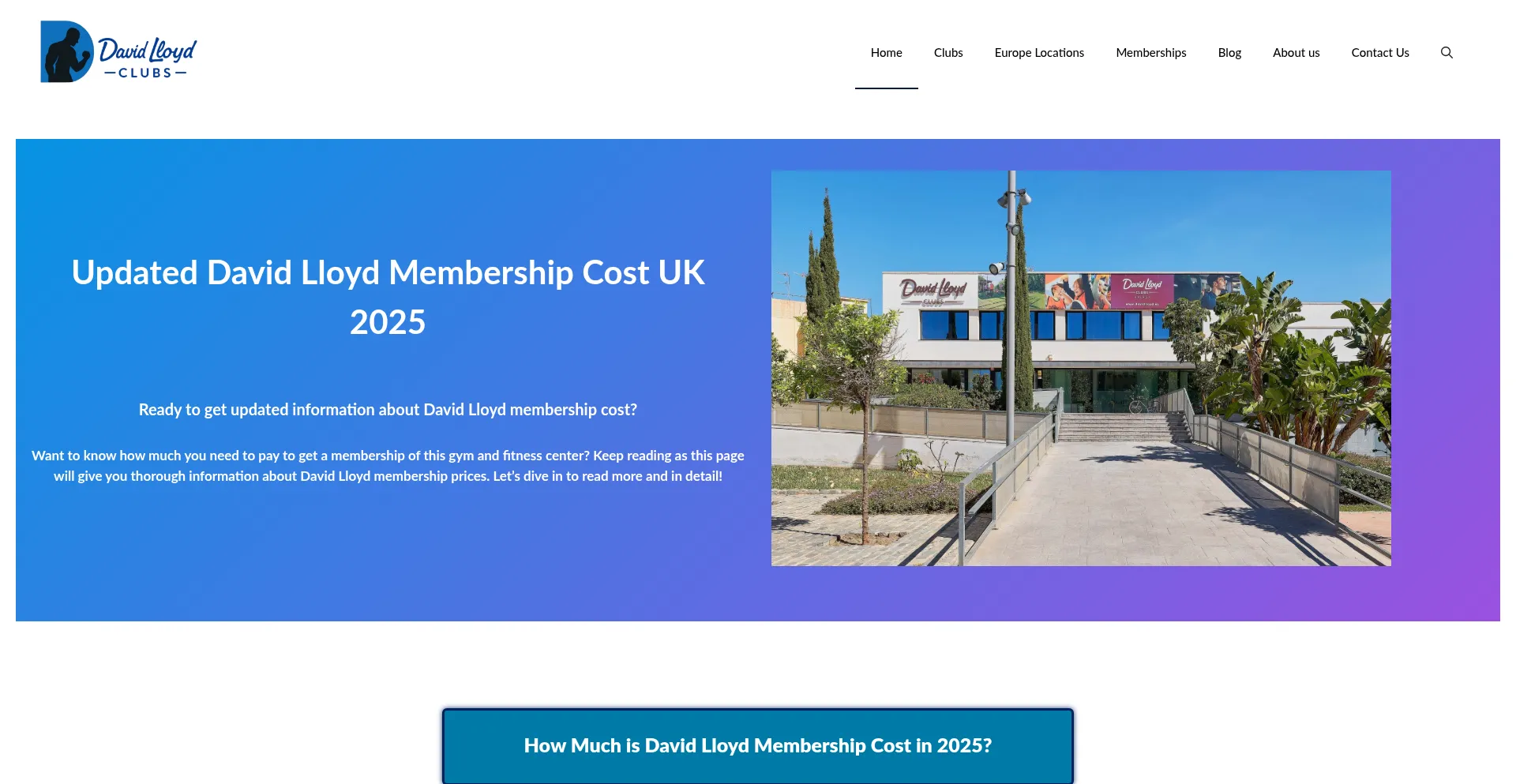 Website screenshot of Davidlloydcostuk.org