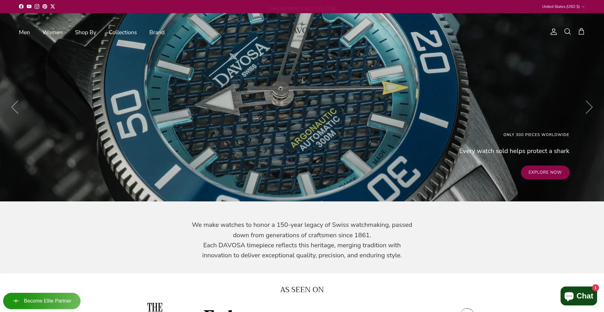 Website screenshot of Davosa-usa.com
