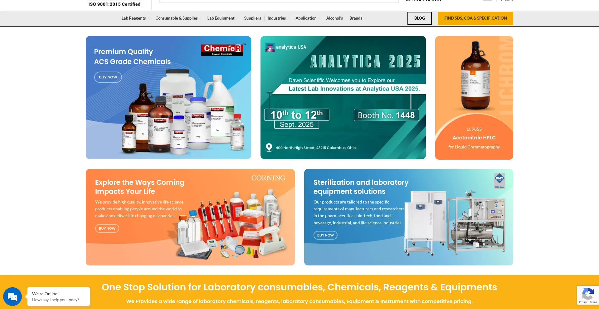 Website screenshot of Dawnscientific.com