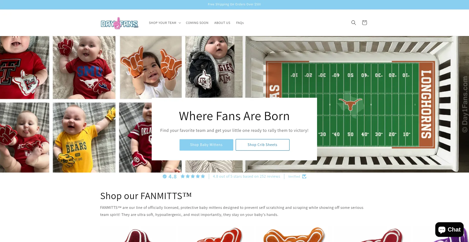 Website screenshot of Day1fans.com