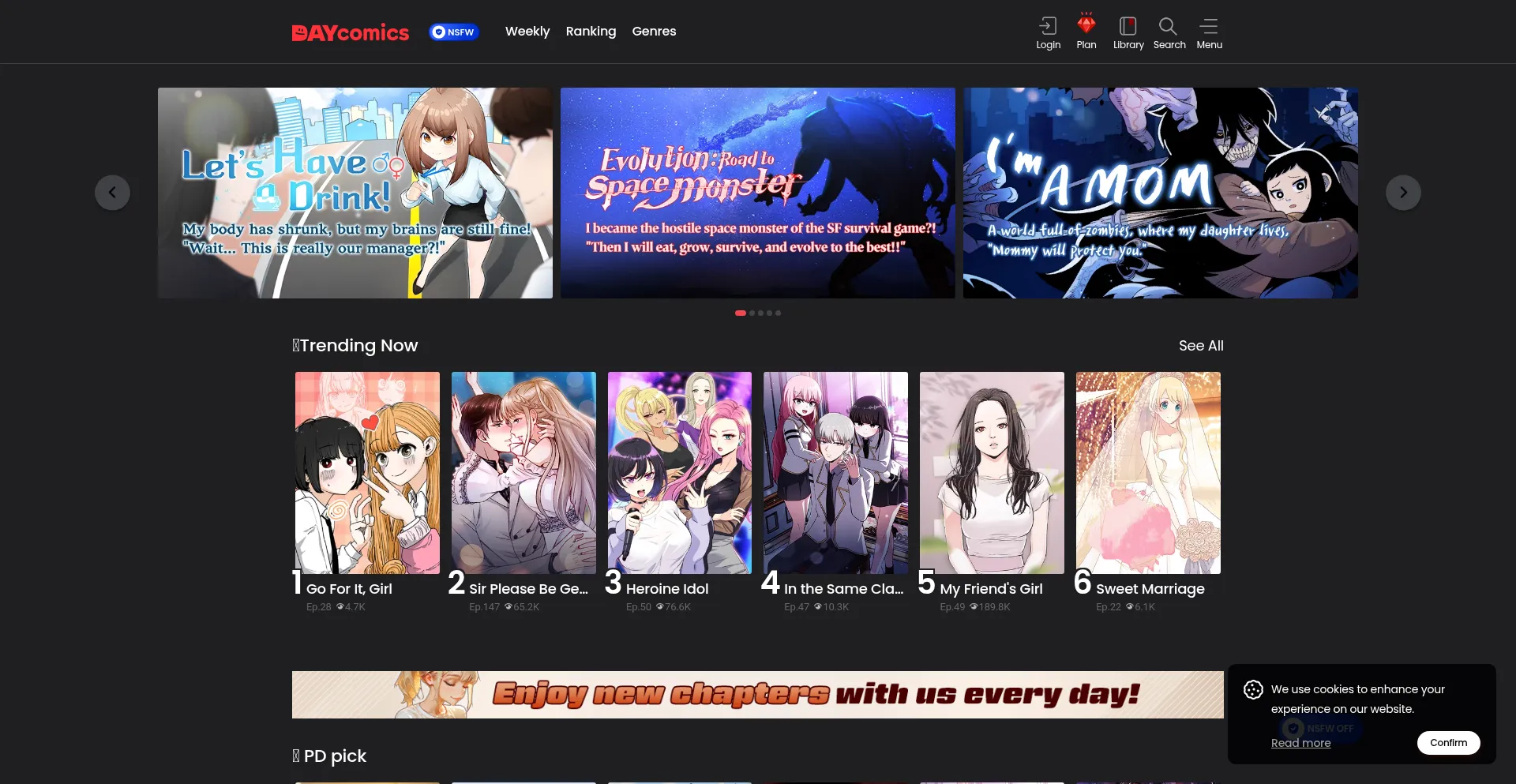 Website screenshot of Daycomics.com