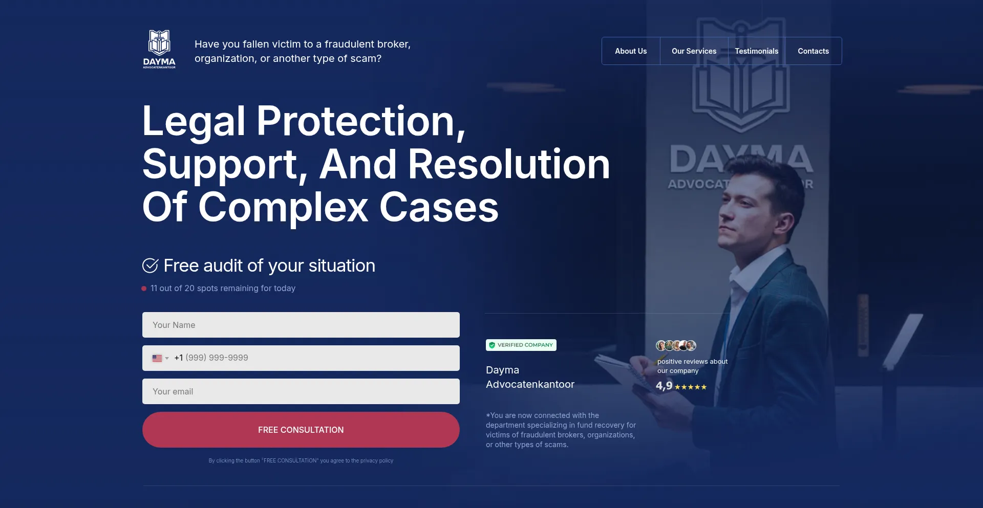 Website screenshot of Daymaadvocatenkantoor.com