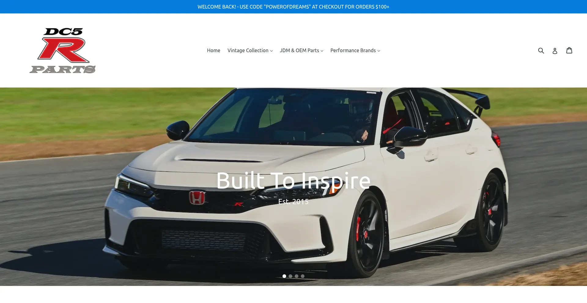 Website screenshot of Dc5rparts.com