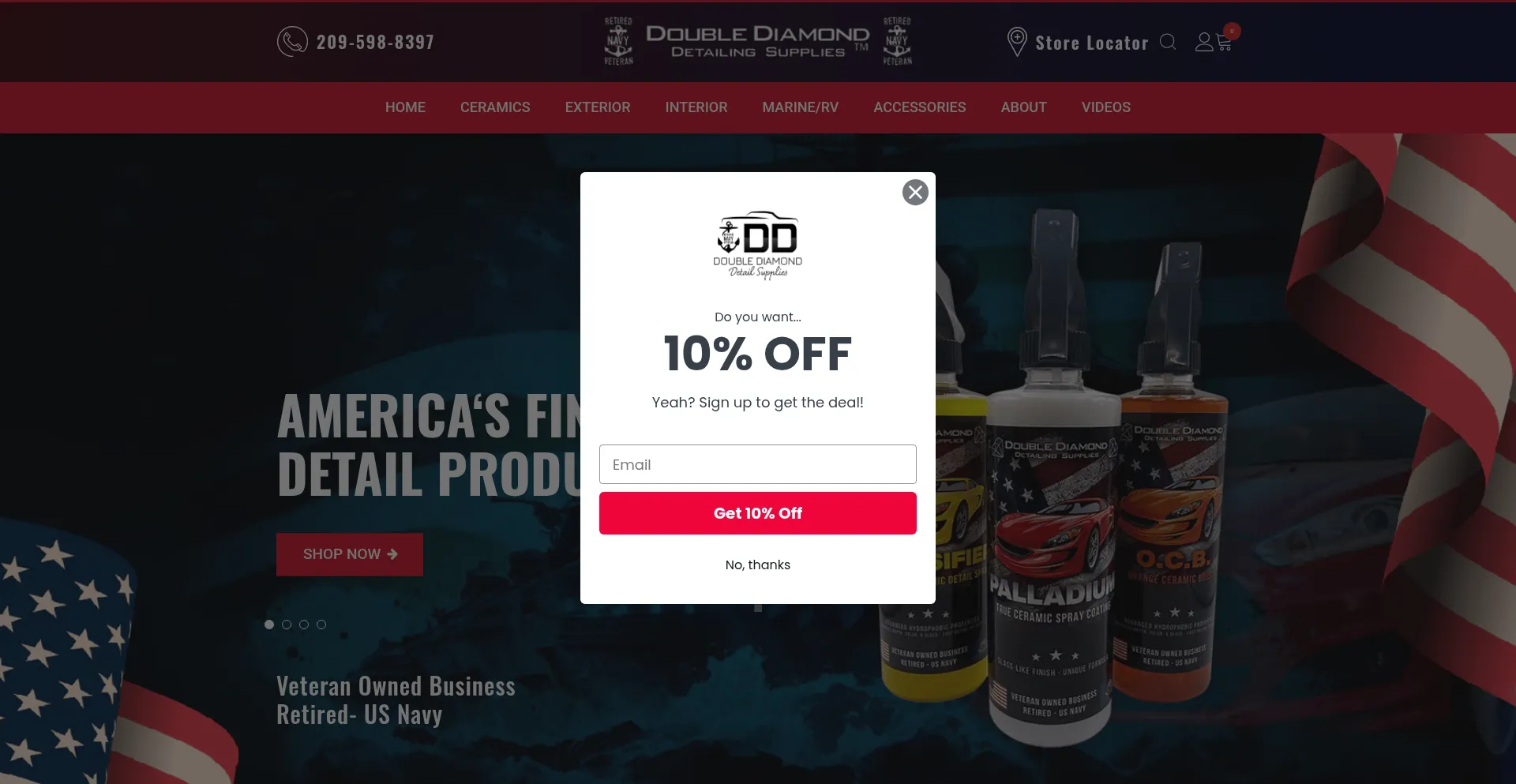 Website screenshot of Dddetailingsupplies.com