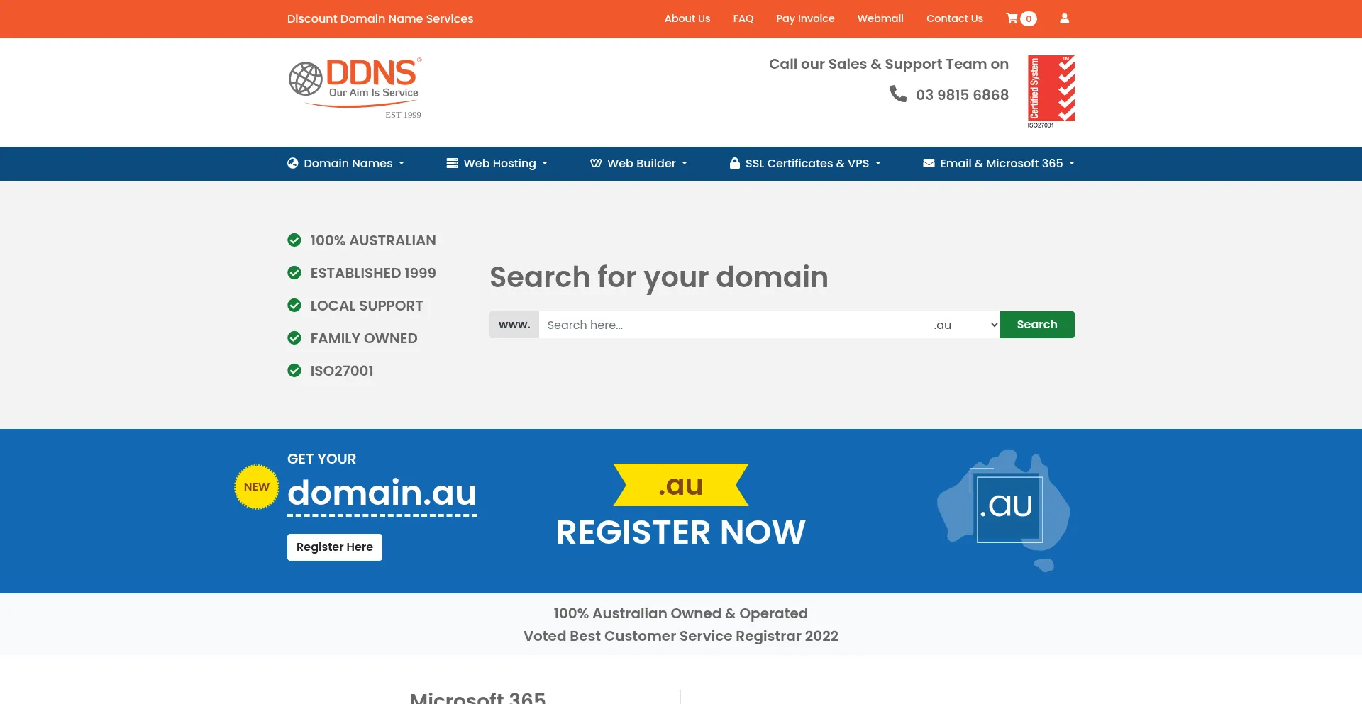 Website screenshot of Ddns.com.au
