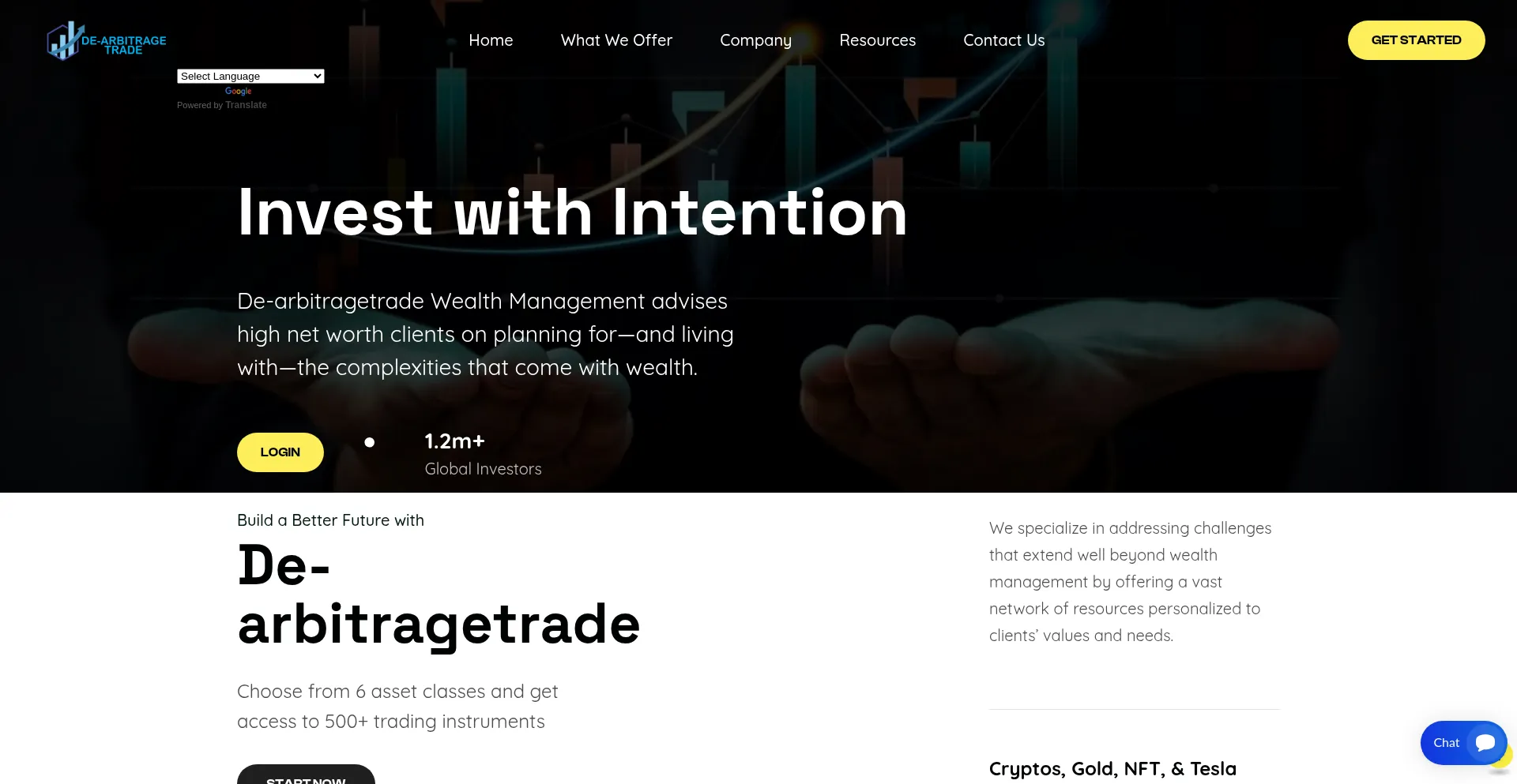 Website screenshot of De-arbitragetrade.com