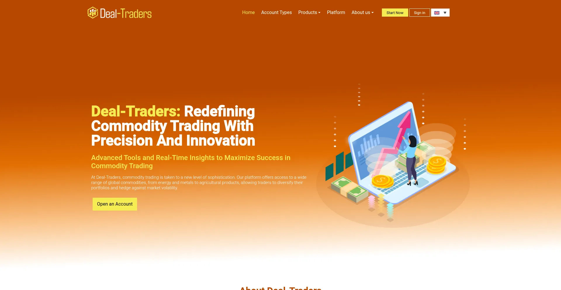 Website screenshot of Deal-traders.com