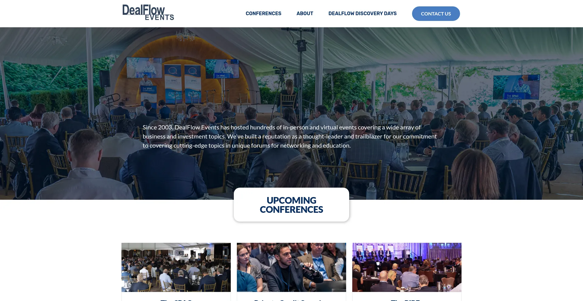 Website screenshot of Dealflowevents.com