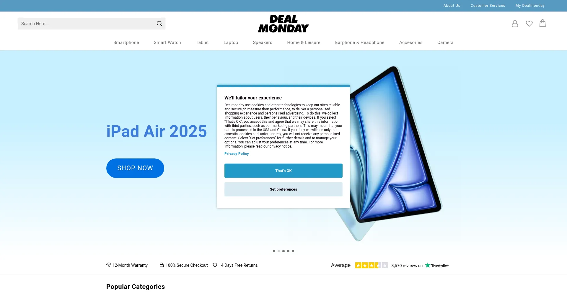 Website screenshot of Dealmonday.co.uk
