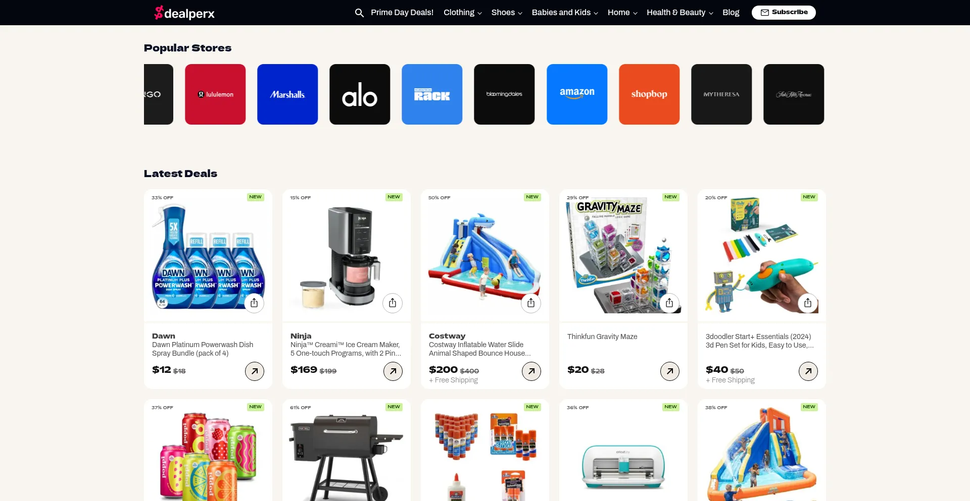 Website screenshot of Dealperx.com