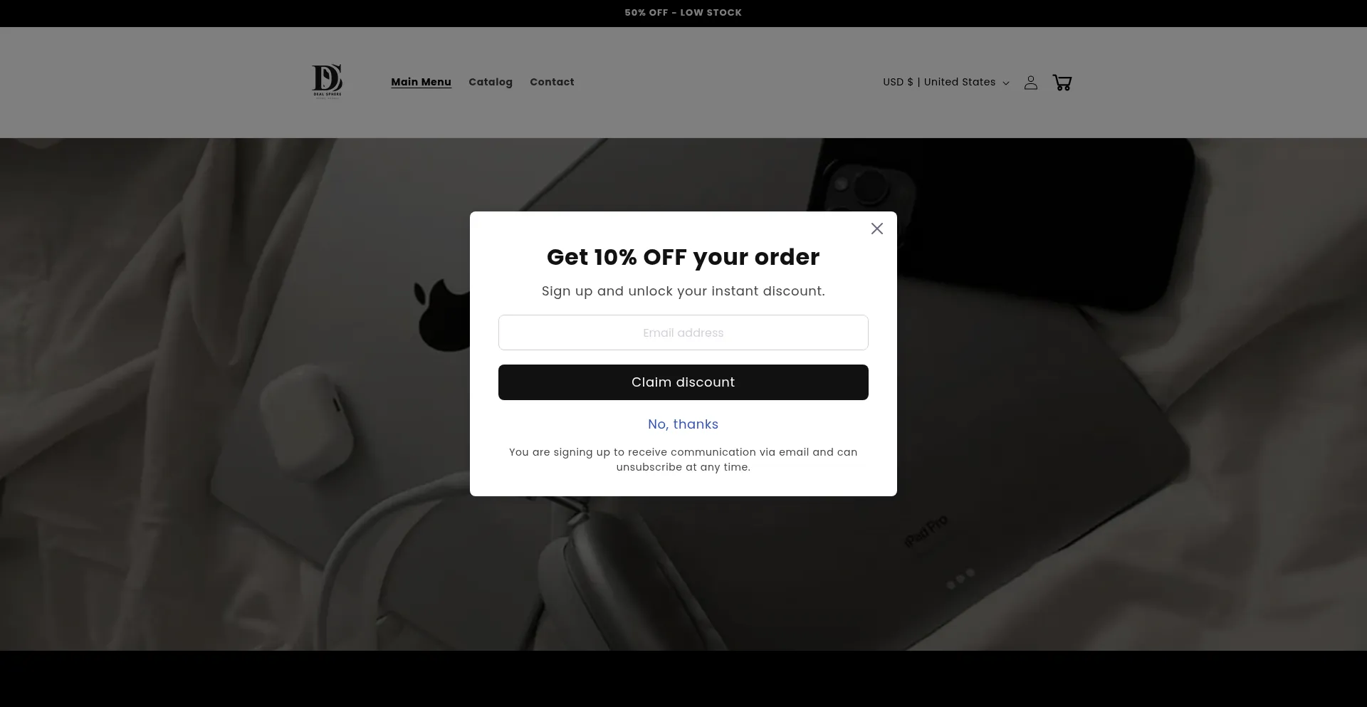 Website screenshot of Dealsphere.pt