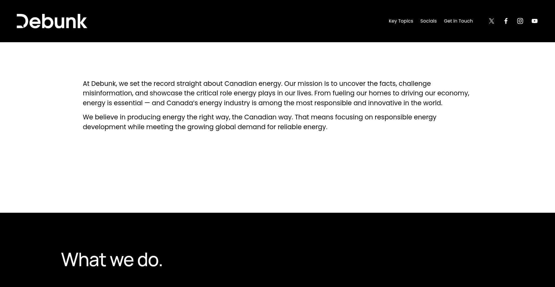 Website screenshot of Debunk.com