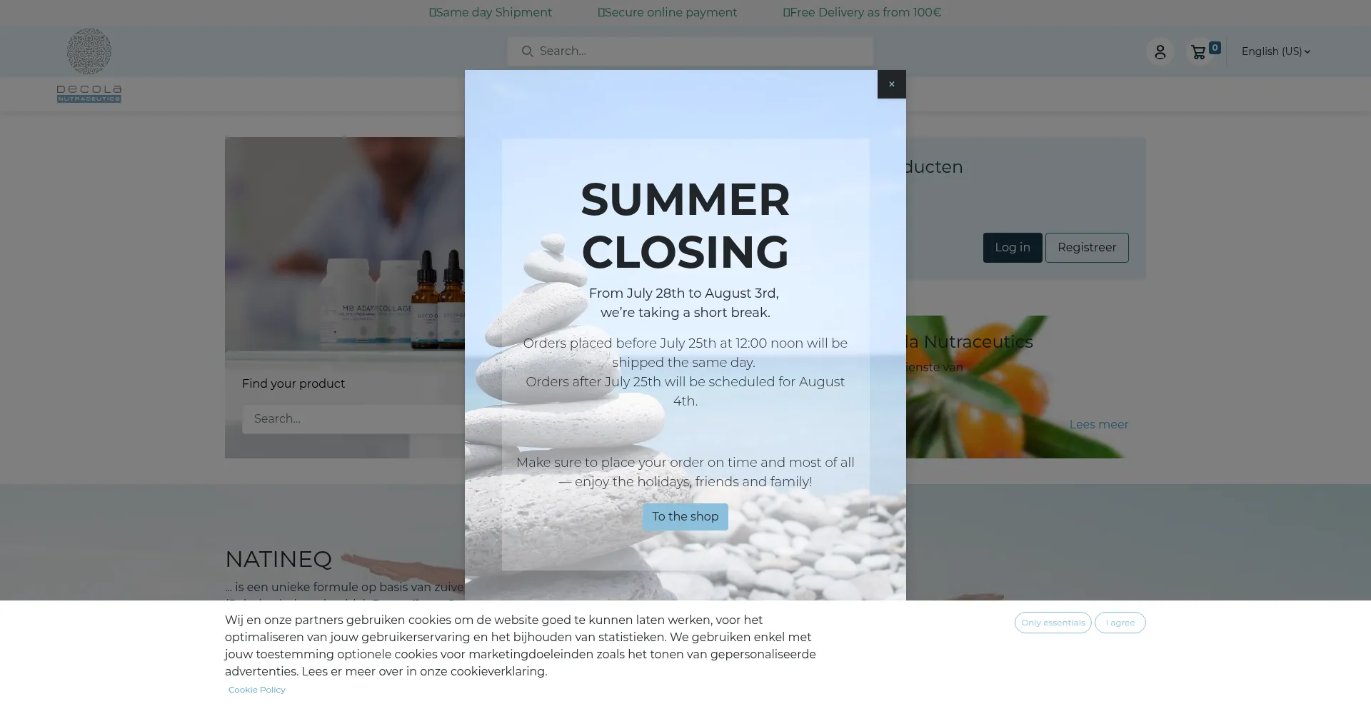 Website screenshot of Decola.be