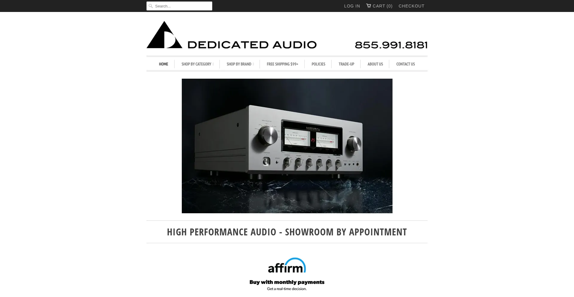 Website screenshot of Dedicatedaudio.com